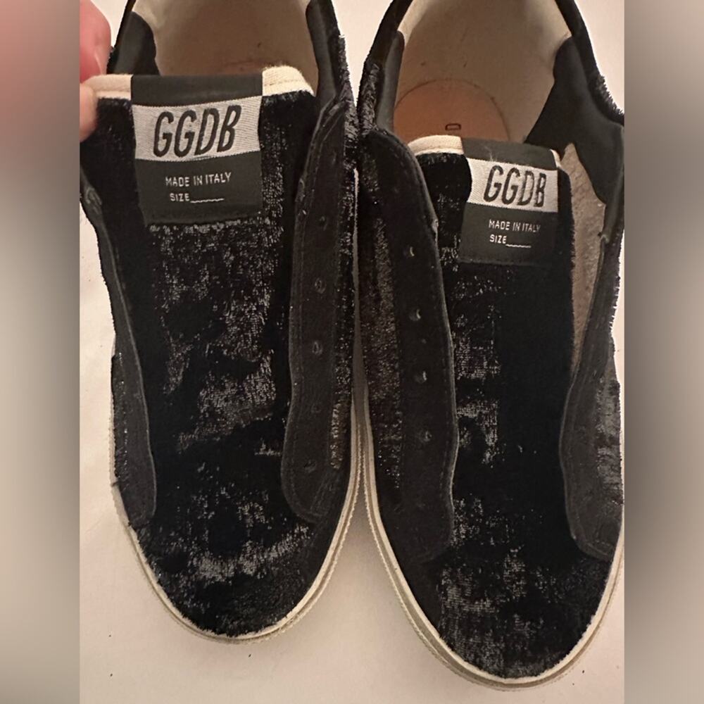 authentic Golden Goose Super Star Sneakers EU 38 US 8 black velvet & suede star - Picture 10 of 14